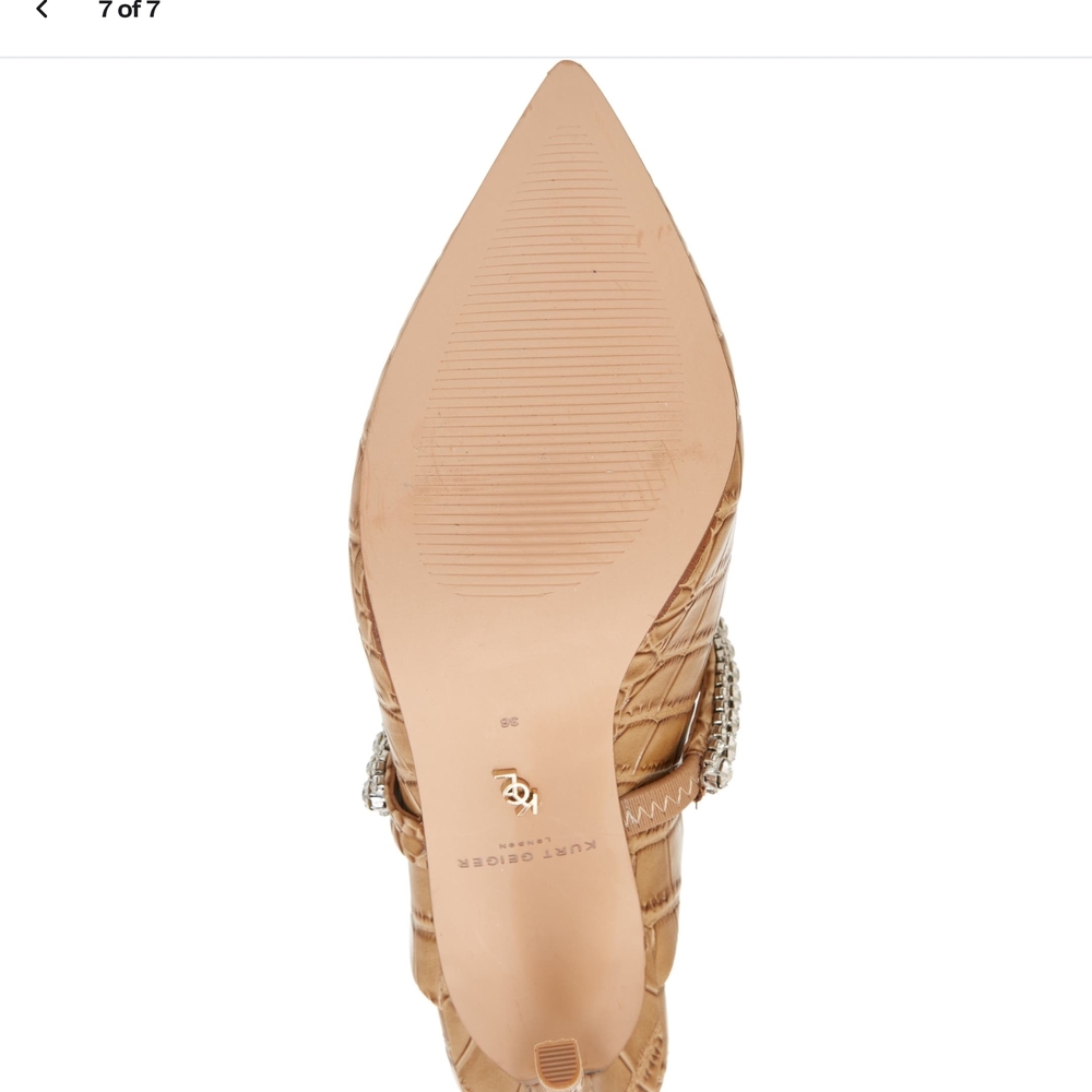 Kurt Geiger Brown Croc-Embossed Mules with Silver Strap - Picture 4 of 4
